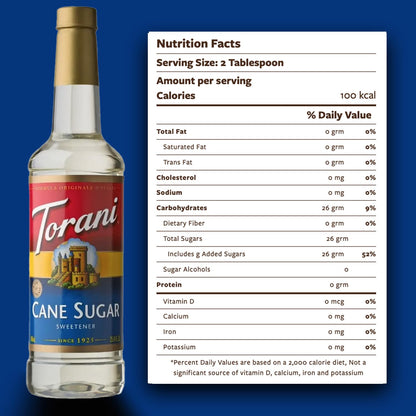 Torani Cane Sugar Syrup, 25.4 oz Bottle