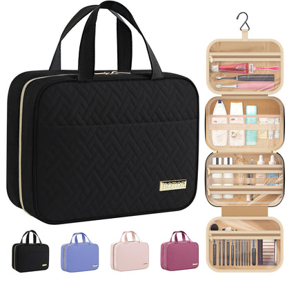 HOTOR Travel Toiletry Bag - Toiletry Bag w/Hanging Hook for Women & Men, Makeup Bag/Big Comparment, Waterproof for Travel Accessories, Travel Essentials, Small, Black - Available at All In One Marketplace Canada