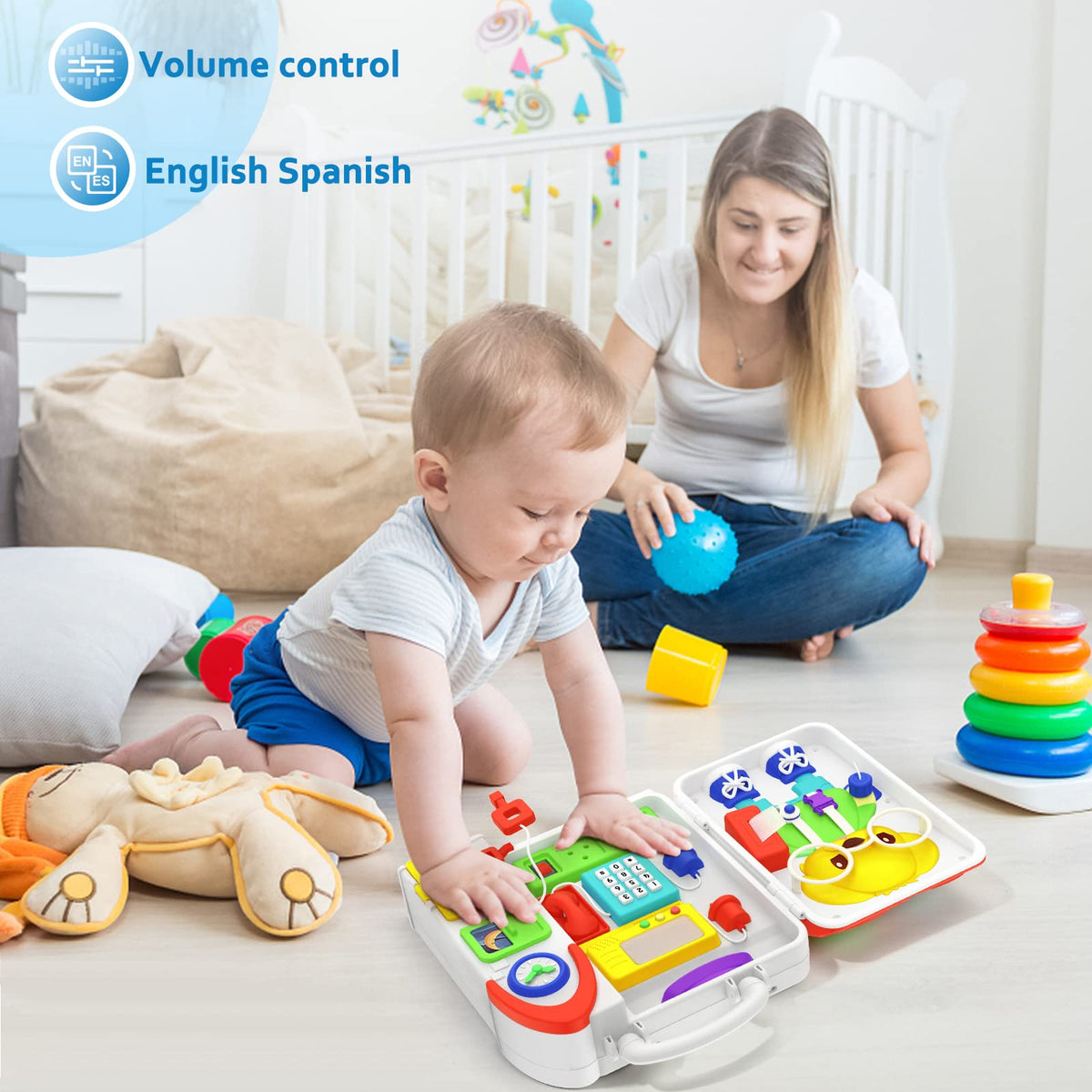Montessori Busy Board for Toddlers 1-3 with Music, 20+ Activity Toddler Educational Toys Age 1-2, Learning Toy for 1 2 Year Old Boy Girl Christmas Birthday Gift 🍁 All In One Marketplace Canada