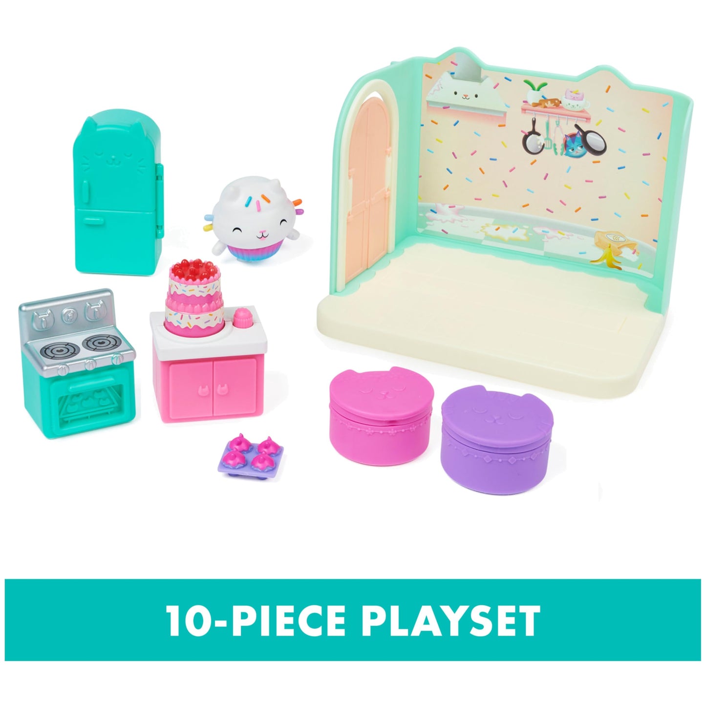 Gabby’s Dollhouse, Bakey with Cakey Kitchen with Figure and 3 Accessories, 3 Furniture and 2 Deliveries, Kids Toys for Ages 3 and up DREAMWORKS GABBY'S DOLLHOUSE