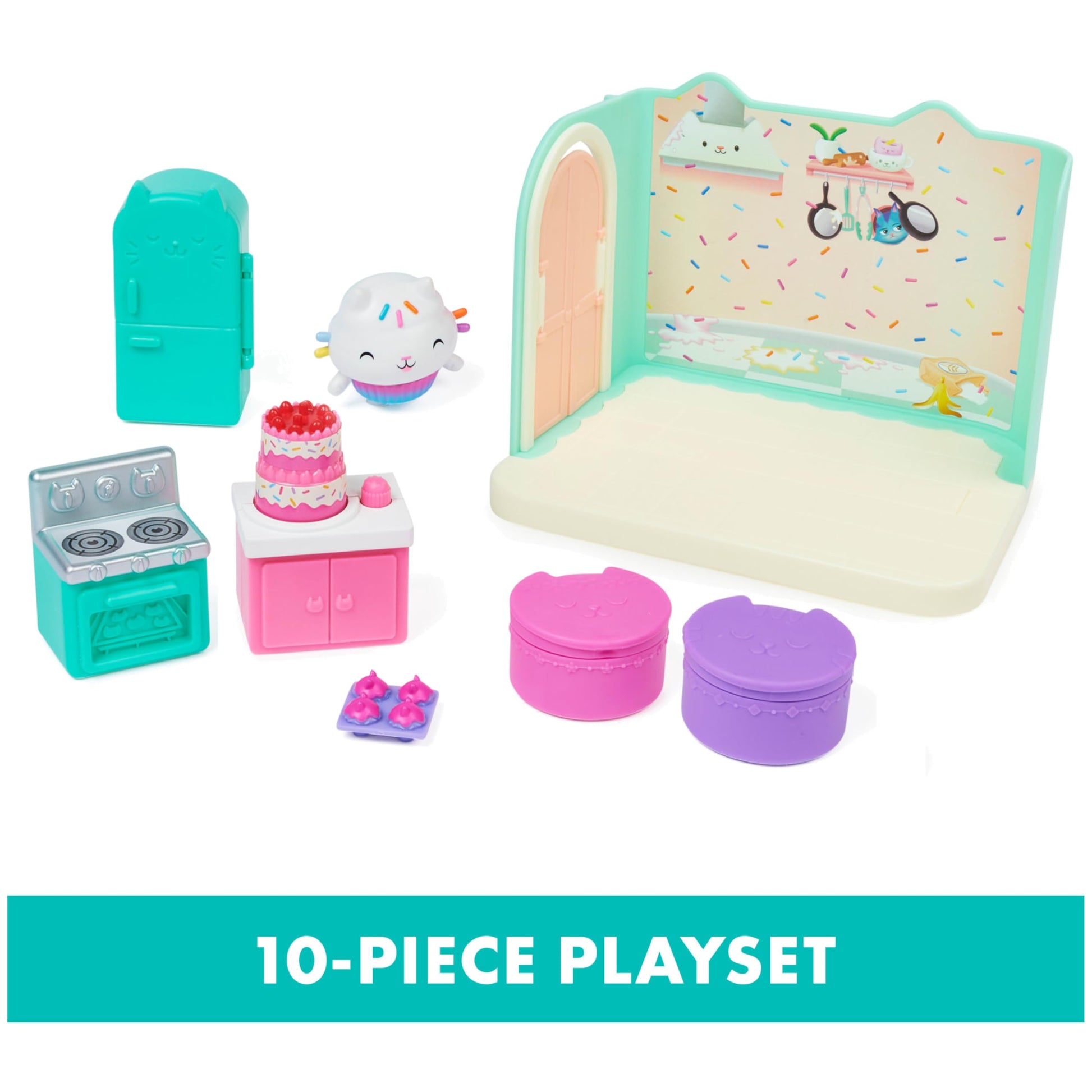 Gabby’s Dollhouse, Bakey with Cakey Kitchen with Figure and 3 Accessories, 3 Furniture and 2 Deliveries, Kids Toys for Ages 3 and up DREAMWORKS GABBY'S DOLLHOUSE
