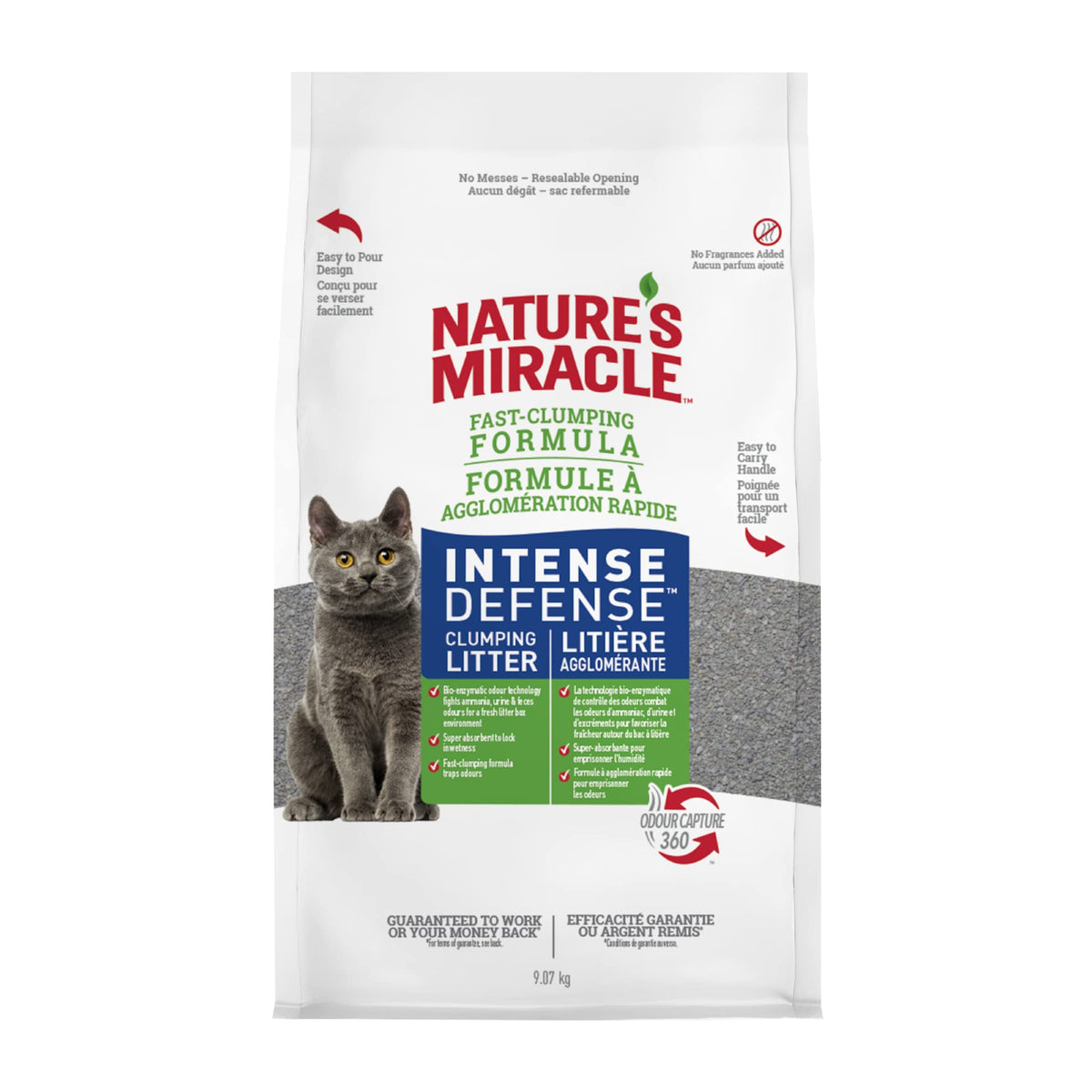 Nature’s Miracle Intense Defense Odor Control Litter, 20 Pounds, Odor Control, Fast-Clumping Litter For Multi-Cat Households