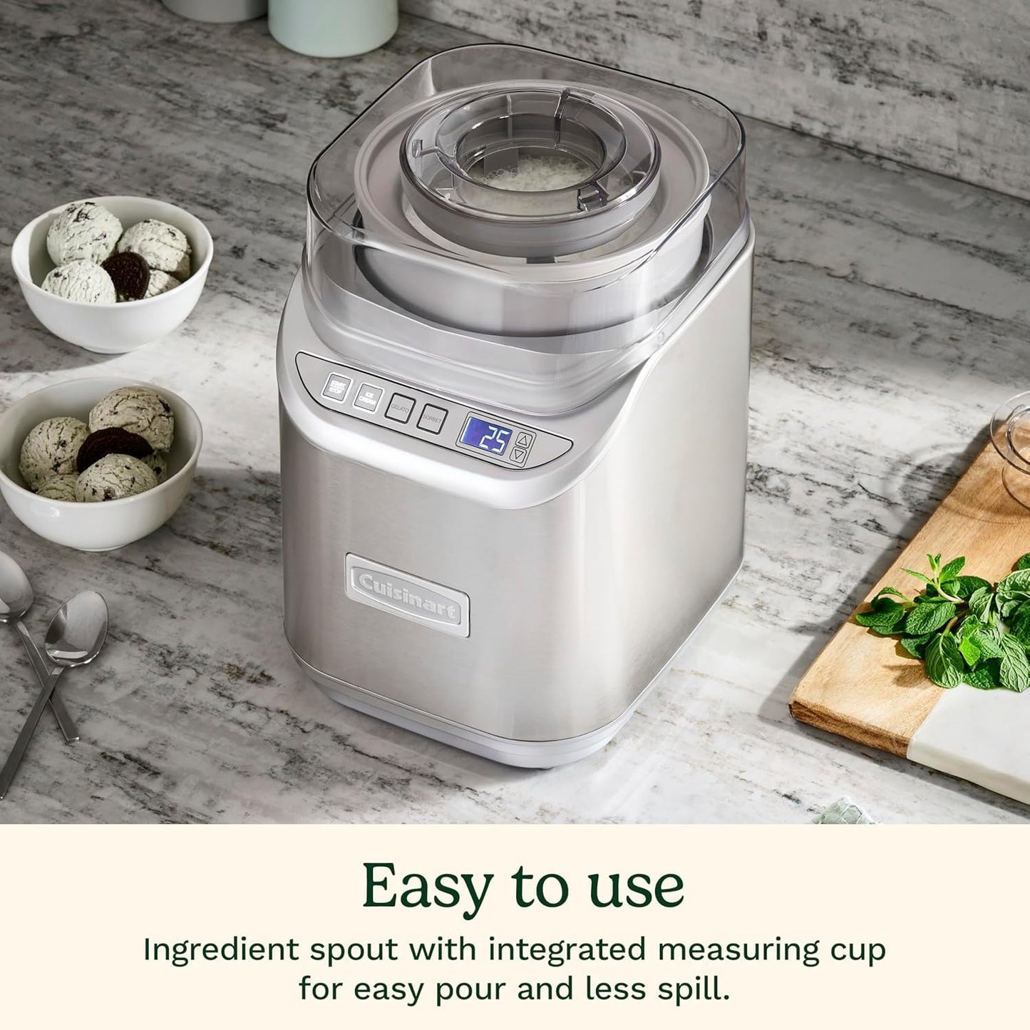 Cuisinart Ice Cream Maker Machine w/Countdown Timer, Stainless Steel, 2 qt Cuisinart