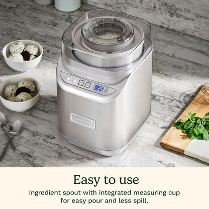 Cuisinart Ice Cream Maker Machine w/Countdown Timer, Stainless Steel, 2 qt Cuisinart