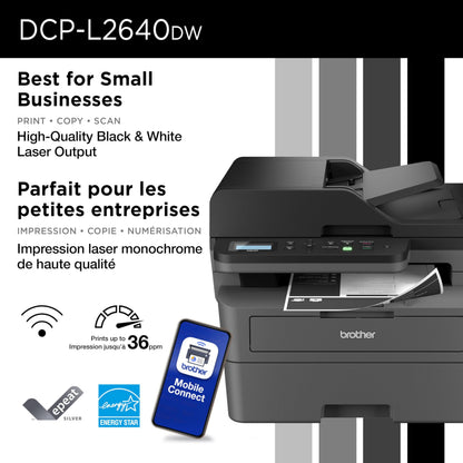 Brother DCP-L2640DW Business Monochrome Multifunction Laser Printer with 700 Prints in-Box