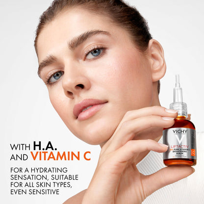 Vichy Vitamin C Serum for Face with Hyaluronic Acid & Glycerin. LiftActiv 16% Pure Vitamin C Serum for Brighter, Firmer & More Even-Toned Skin. Recognized by the Canadian Dermatology Association, 20ML - Available at All In One Marketplace Canada