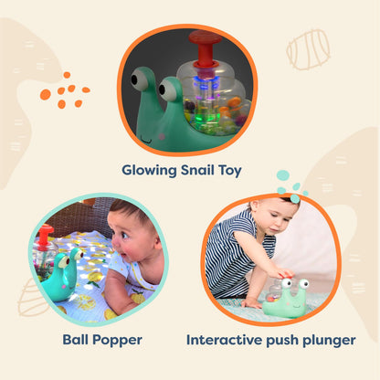 B. toys – Light Up Snail Ball PopperBaby Toy with Glowing Effects & Easy– Grip Handle – Interactive Educational Toy for Motor Skills Development – Colorful Baby Toys for 10+ Months B. toys
