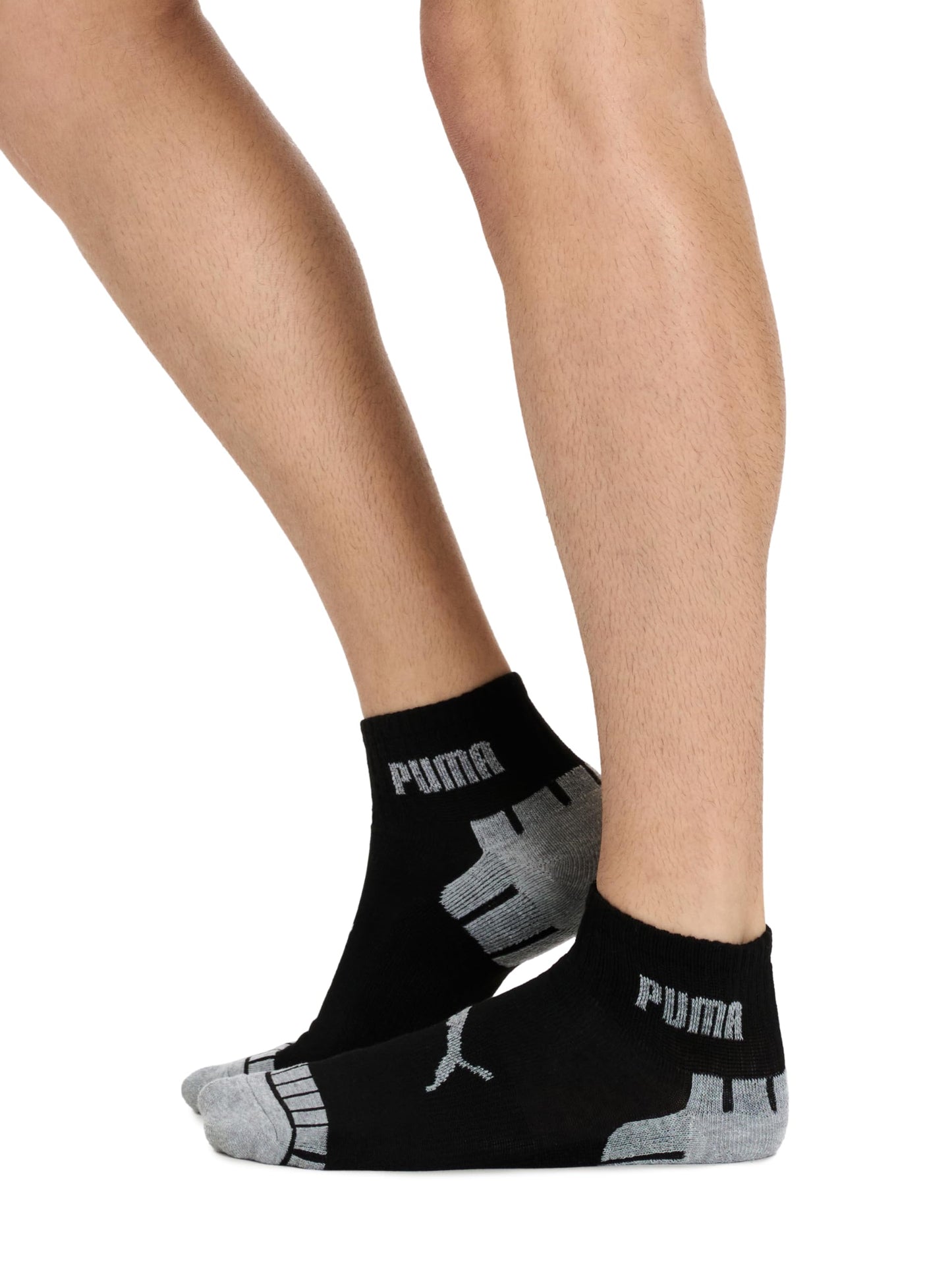 PUMA Men's 8 Pack Athletic Cushioned Quarter Crew Socks, Black/Grey, 10-13 PUMA