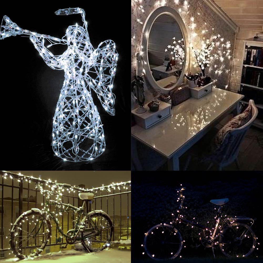 Lomotech Solar String Lights Outdoor - 2 Pack Total 66ft 200LED Solar Fairy Lights Waterproof 8 Modes Twinkle Lights for Outdoor, Patio, Garden, Yard, Party, Wedding, Tree Decoration (White)