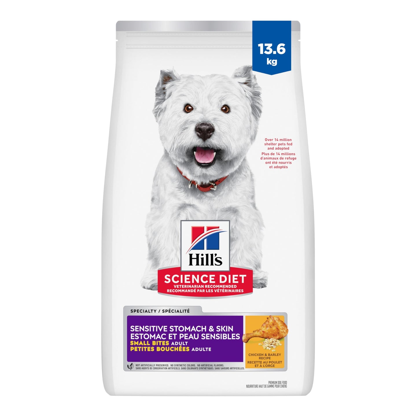 Hill's Science Diet Adult Sensitive Stomach & Skin Small Bites Dry Dog Food, Chicken Recipe 13.6 kg Bag Hill's Science Diet