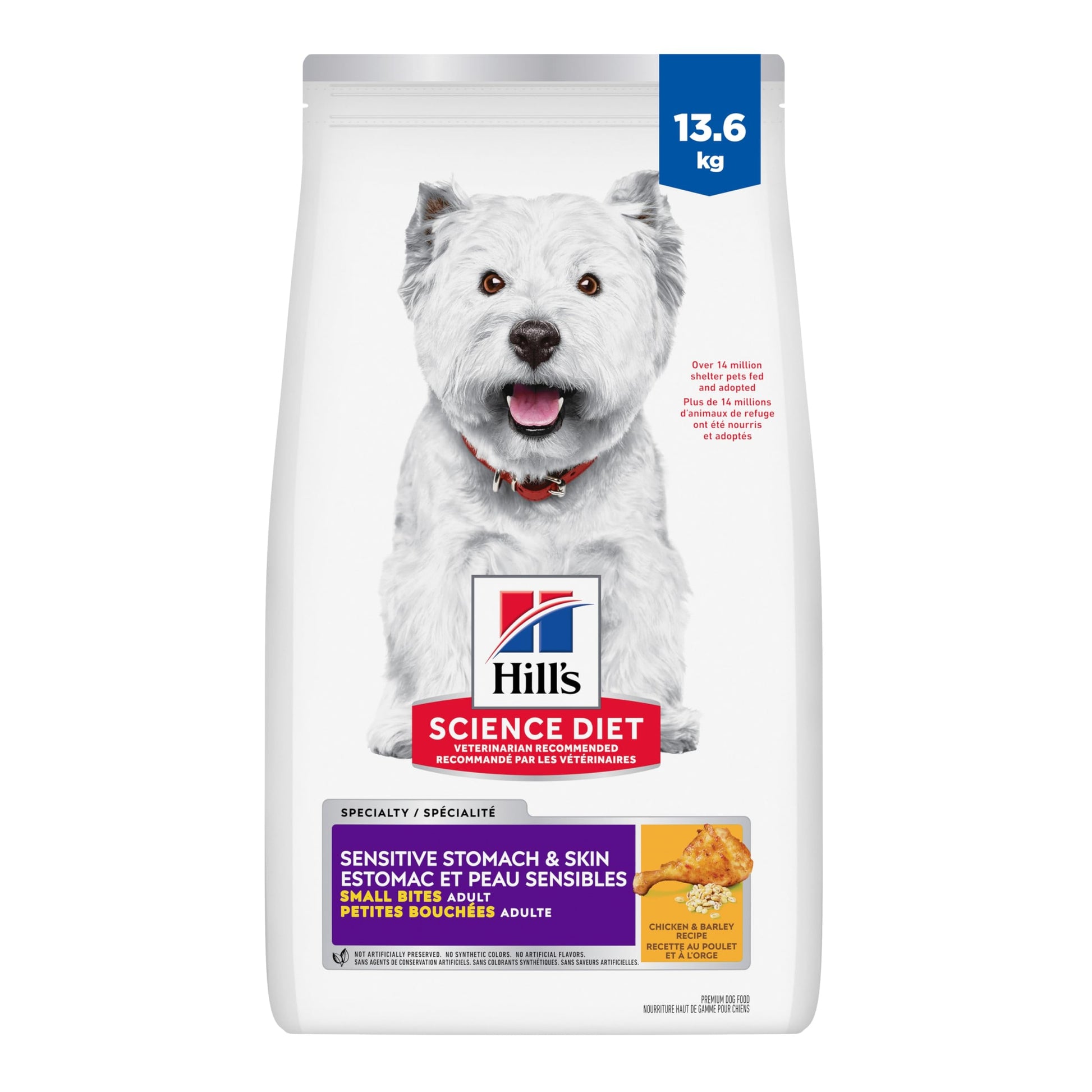 Hill's Science Diet Adult Sensitive Stomach & Skin Small Bites Dry Dog Food, Chicken Recipe 13.6 kg Bag Hill's Science Diet
