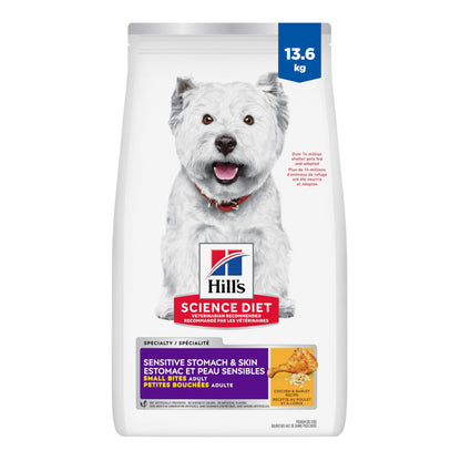 Hill's Science Diet Adult Sensitive Stomach & Skin Small Bites Dry Dog Food, Chicken Recipe 13.6 kg Bag Hill's Science Diet