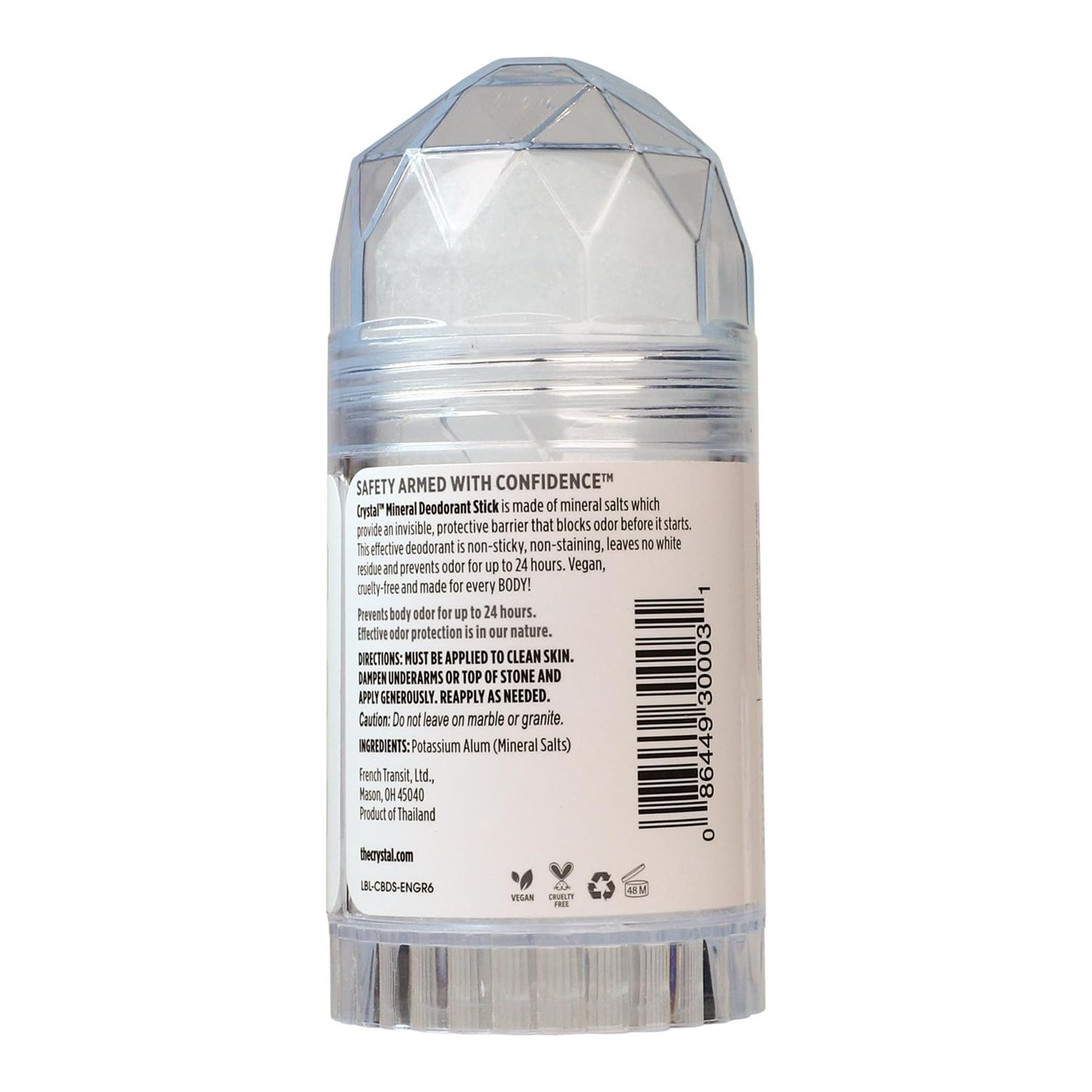 Crystal Mineral Deodorant Stick, 120g – Aluminum-Free, Unscented Natural Deodorant, 24-Hour Odor Protection, No Stains or Residue, Vegan & Cruelty-Free - Available at All In One Marketplace Canada