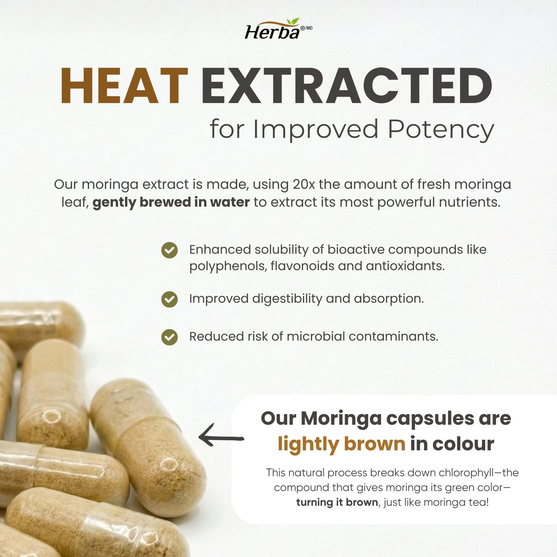 Herba 10,000MG Organic Moringa Capsules – 180 Count | Ultra Potent - 20:1 Extract | Made in Canada | Pure Moringa Capsules using Organic Moringa Powder - Available at All In One Marketplace Canada