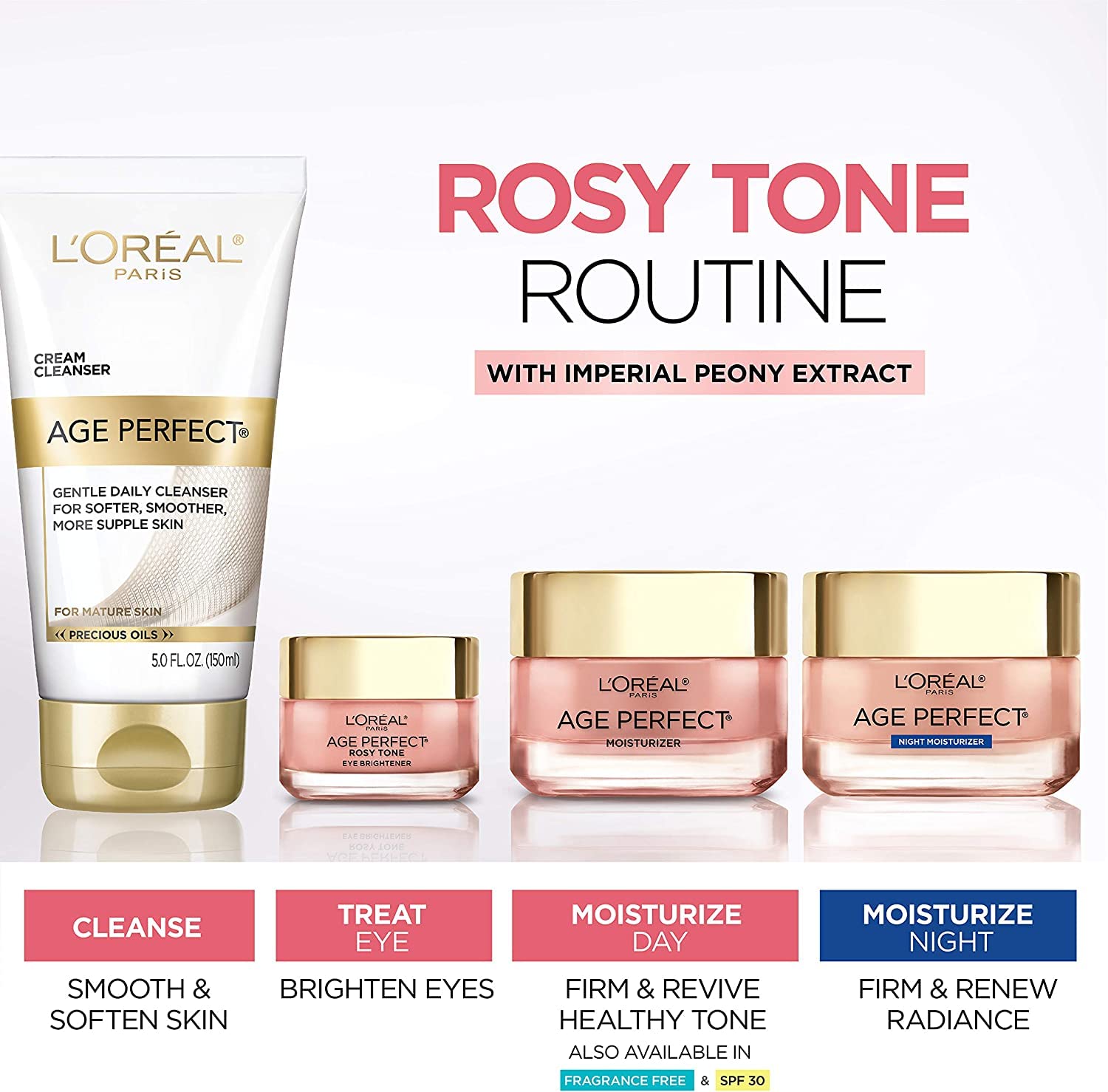 L’Oréal Paris Day Face Moisturizer Cream, Age Perfect Rosy Tone, with LHA & Imperial Peony Extract, For Mature Skin Skincare, 50 ml L'Oreal Paris