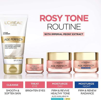 L’Oréal Paris Day Face Moisturizer Cream, Age Perfect Rosy Tone, with LHA & Imperial Peony Extract, For Mature Skin Skincare, 50 ml L'Oreal Paris