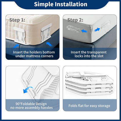 AMOVO Bed Sheet Holders for Corners Keep Sheets in Place Firmly - Foldable Fitted Sheet Holders Heavy Duty Sheet Locks Mattress Sheet Fasteners, Set of 4 Lock Sheet Clips (White) - Available at All In One Marketplace Canada