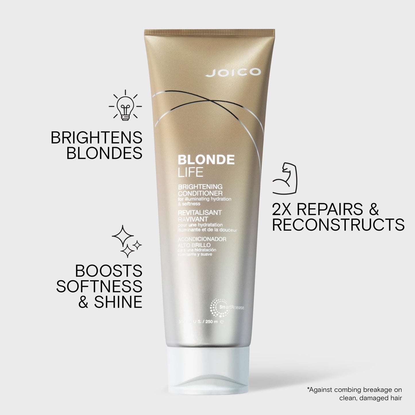 Joico Blonde Life Brightening Blonde Conditioner, Neutralizes Brassy Tones, Protect and Strengthen Bleached Hair, Anti Frizz with Coconut Oil, Sulfate Free Joico