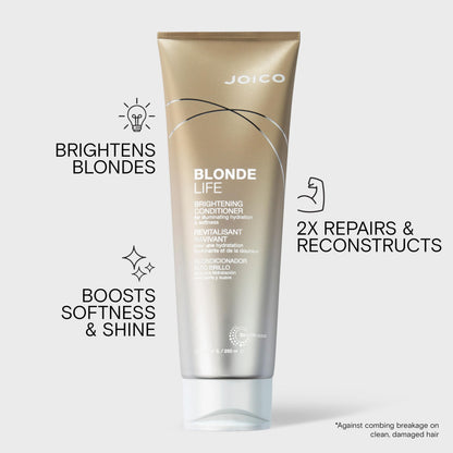 Joico Blonde Life Brightening Blonde Conditioner, Neutralizes Brassy Tones, Protect and Strengthen Bleached Hair, Anti Frizz with Coconut Oil, Sulfate Free Joico