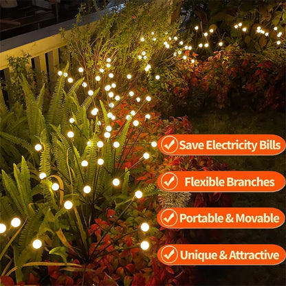 SIOTMERA 8 Count Solar Lights Outdoor Waterproof IPX5, Solar Garden Lights, Wind Swaying Firefly Lights, Solar Christmas Lights, for Yard Lawn Pathway Decoration Lighting,6LED WarmYellow