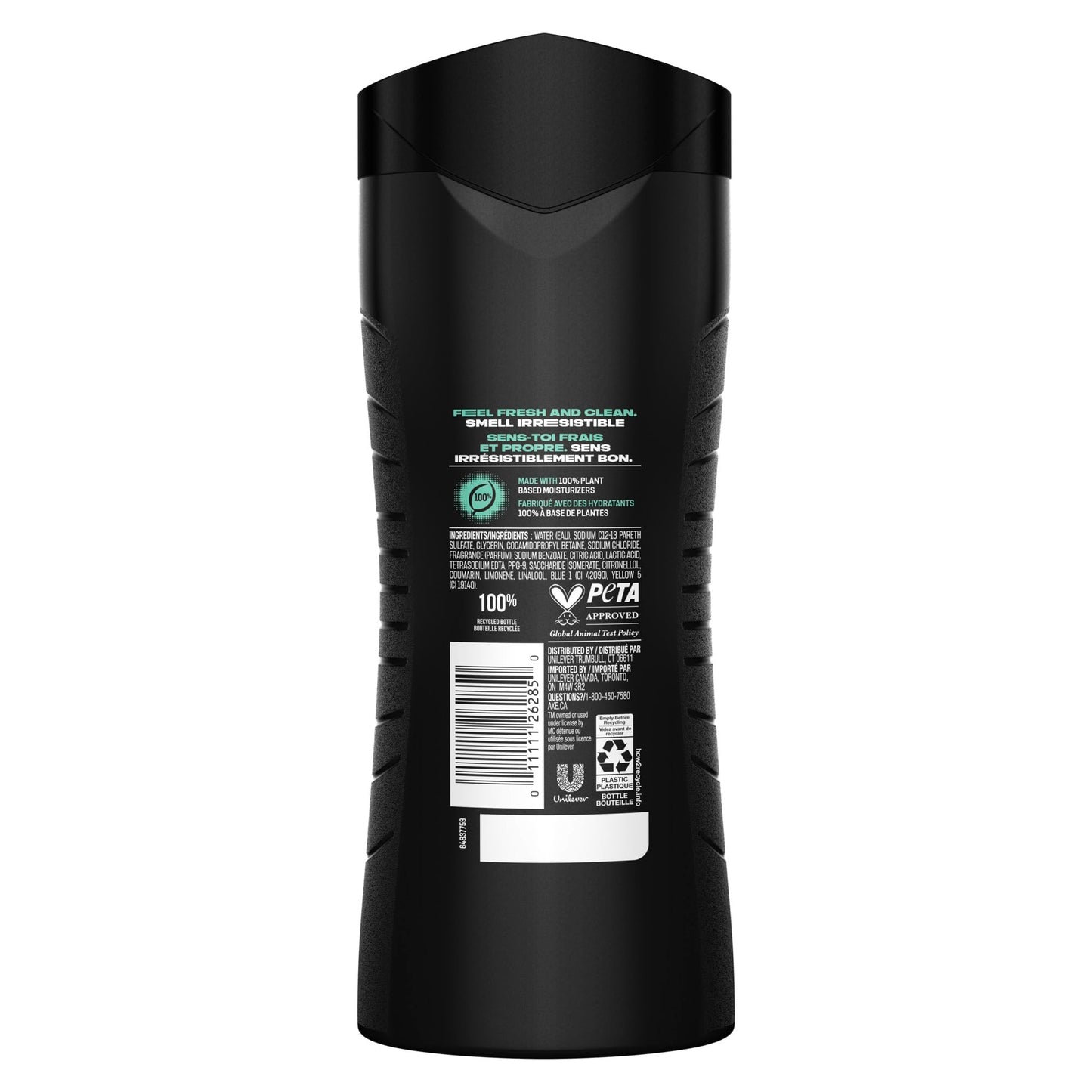 AXE Apollo Men's Body Wash for All Day Freshness, Sage & Cedarwood, with 100% Plant-Based Moisturizers, 473ml (Pack of 4)