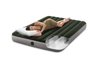 INTEX 64779E Dura-Beam Standard Prestige Air Mattress: Fiber-Tech – Queen Size – 10in Bed Height – 600lb Weight Capacity – Pump Included