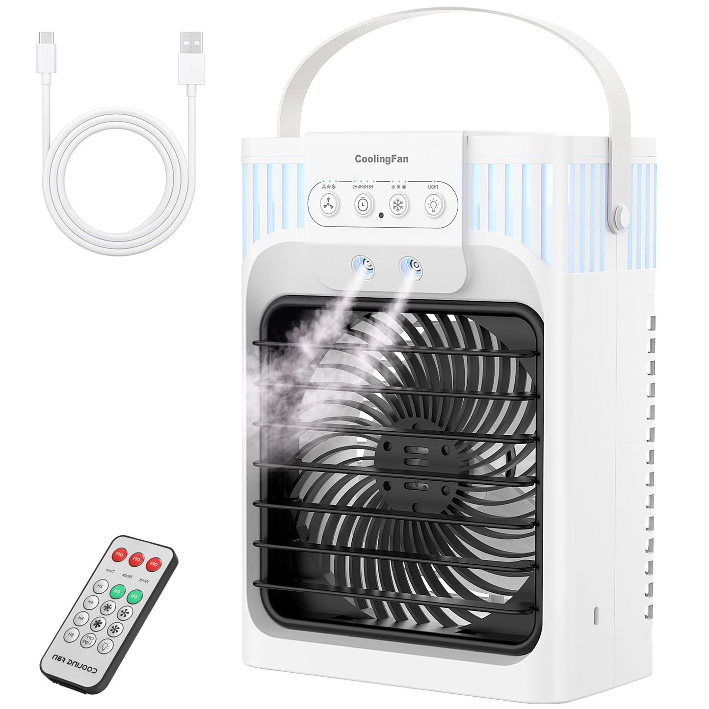 Portable Air Conditioners, 4 in 1 1200ML Personal Air Conditioner, Evaporative Air Cooler Fan with Remote, 7 RGB Light Modes, 3 Speeds & 2-8H Timer for Bedroom,Car,Nightstand, Office, Dorm, RV - Available at All In One Marketplace Canada