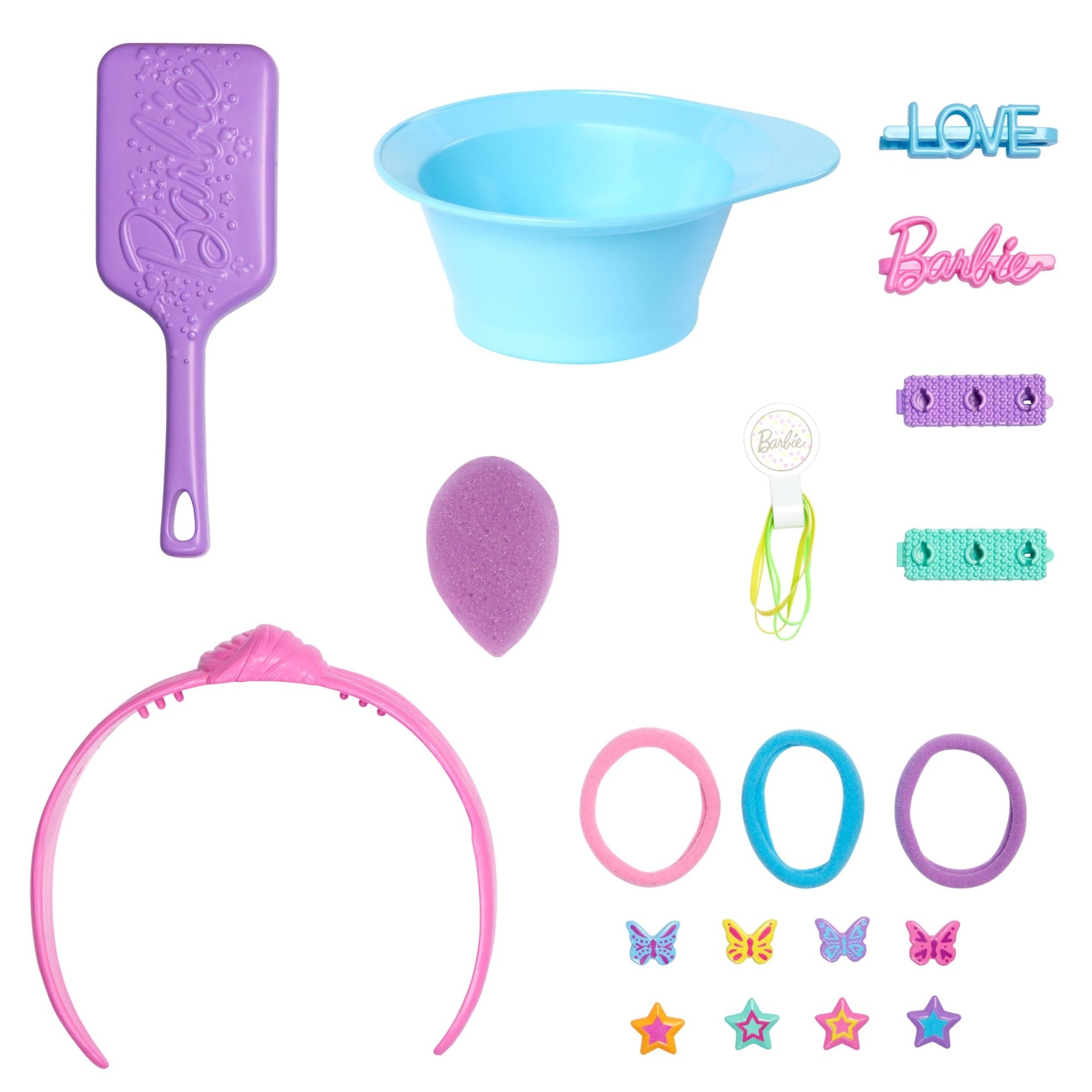 Barbie Doll Styling Head, Blonde Hair with 20+ Hair Styling Accessories Including Star & Butterfly Color Change Hair Clips Barbie