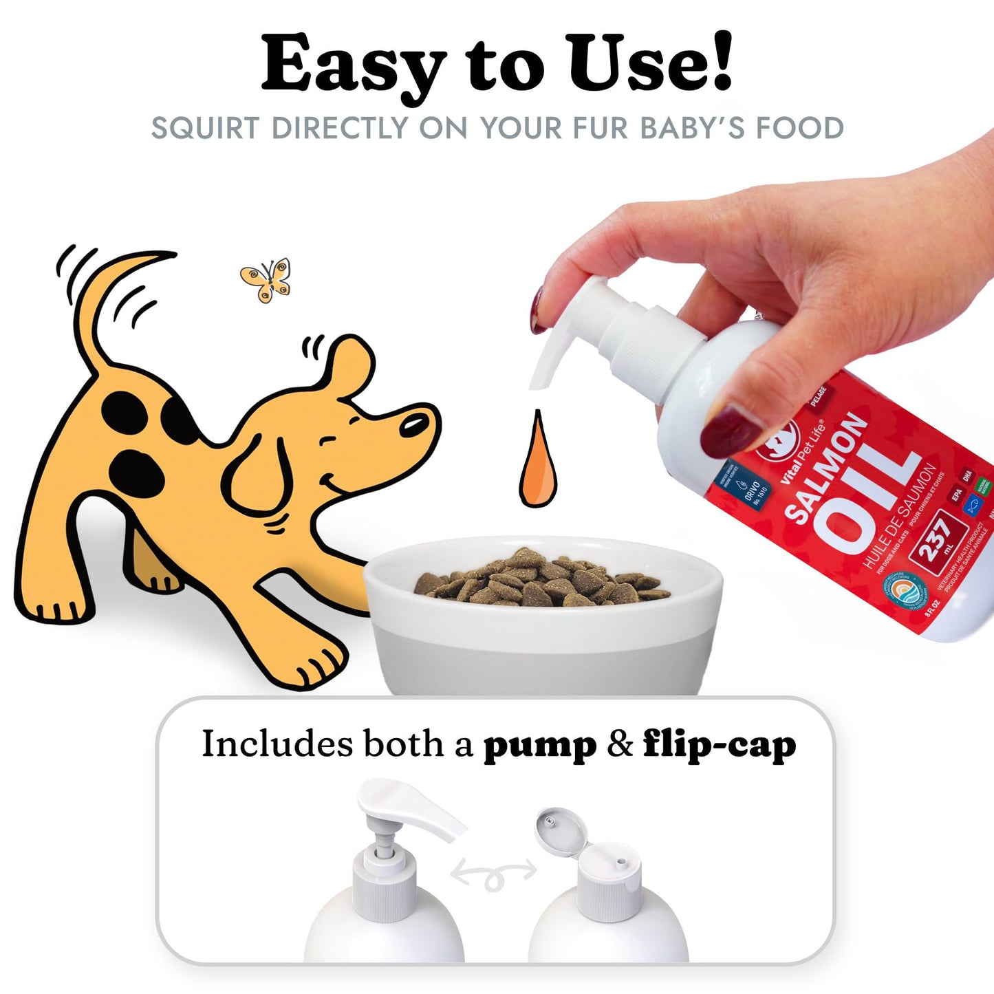 Salmon Oil for Dogs 237 mL - Healthy Skin & Coat, Fish Oil, Omega 3 EPA DHA, Liquid Food Supplement for Pets, All Natural, Supports Joint & Bone Health, Natural Allergy & Inflammation Defense