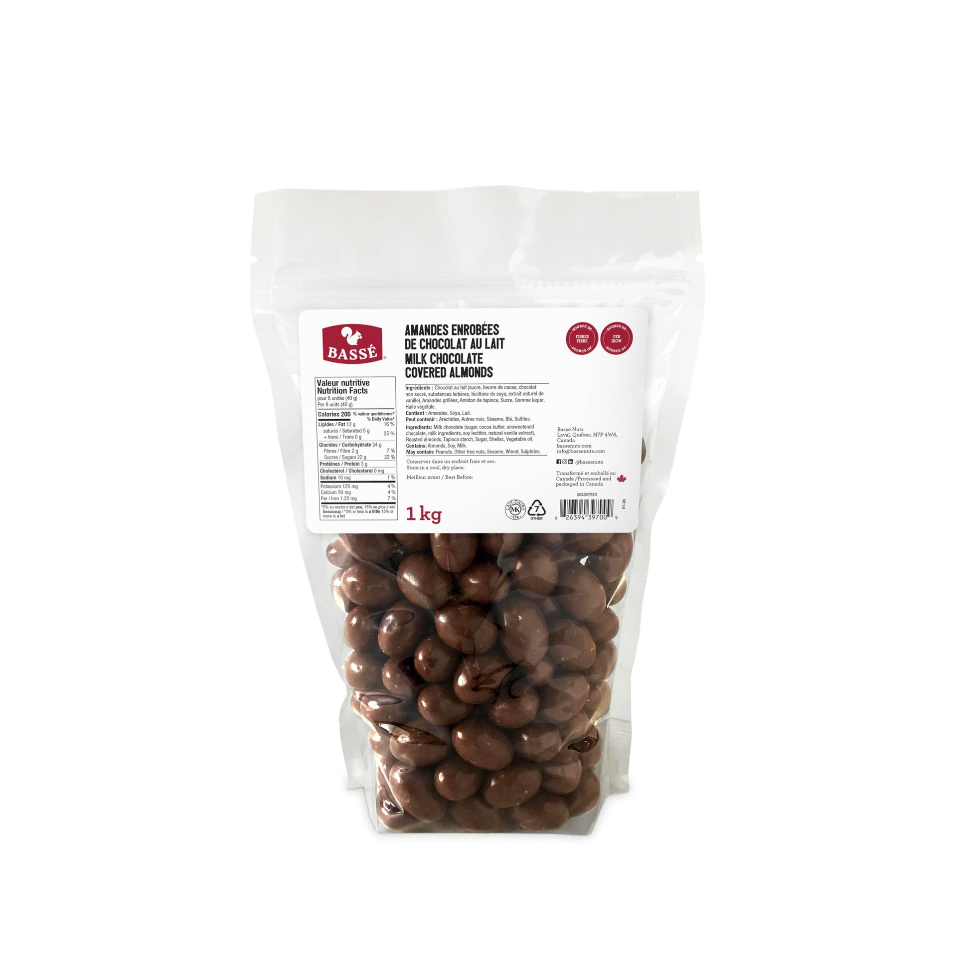 Bassé Milk Chocolate Covered Almonds, 1kg