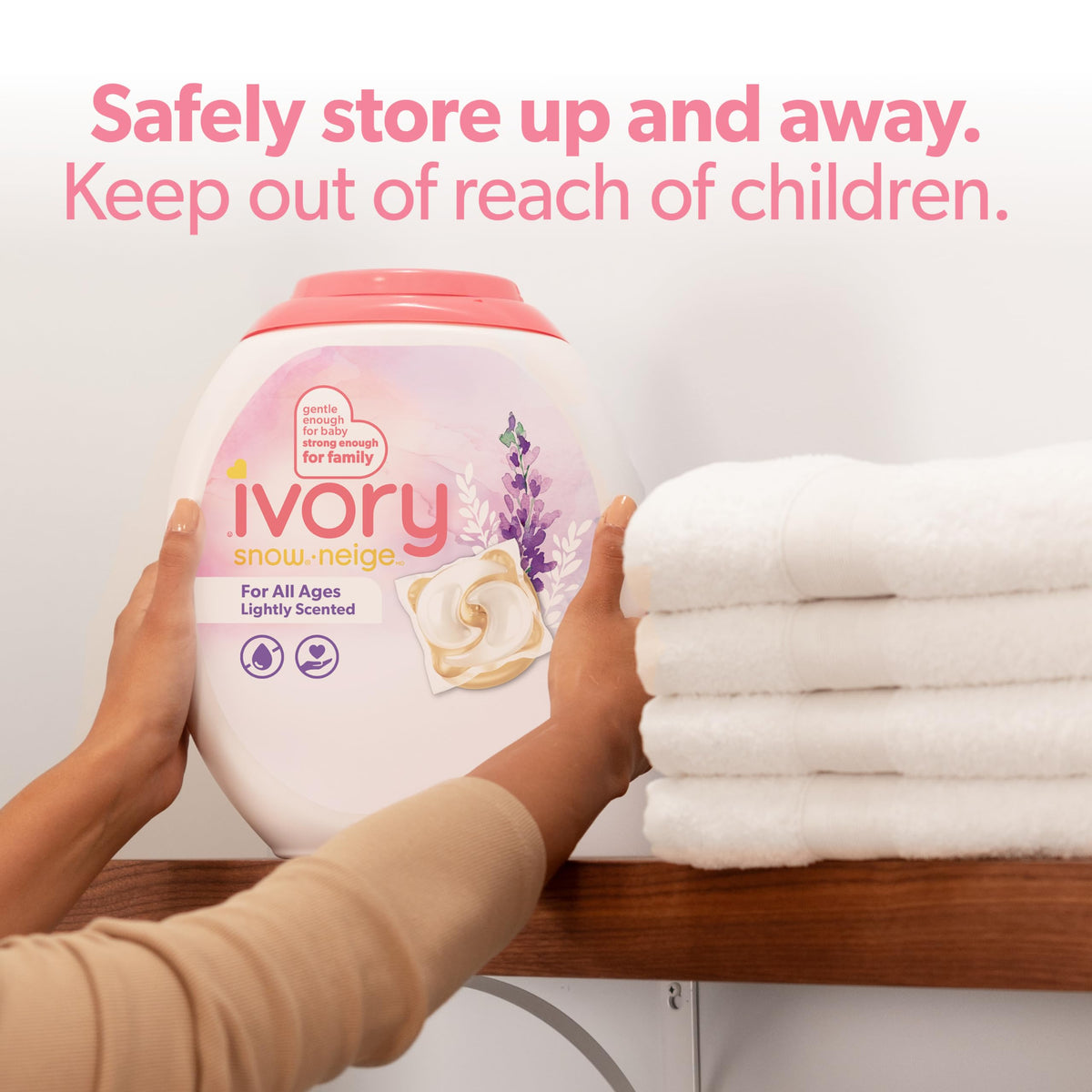 Ivory Snow Laundry Detergent Pacs Lightly Scented Lavender HE Compatible, 45