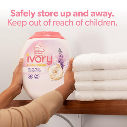 Ivory Snow Laundry Detergent Pacs Lightly Scented Lavender HE Compatible, 45