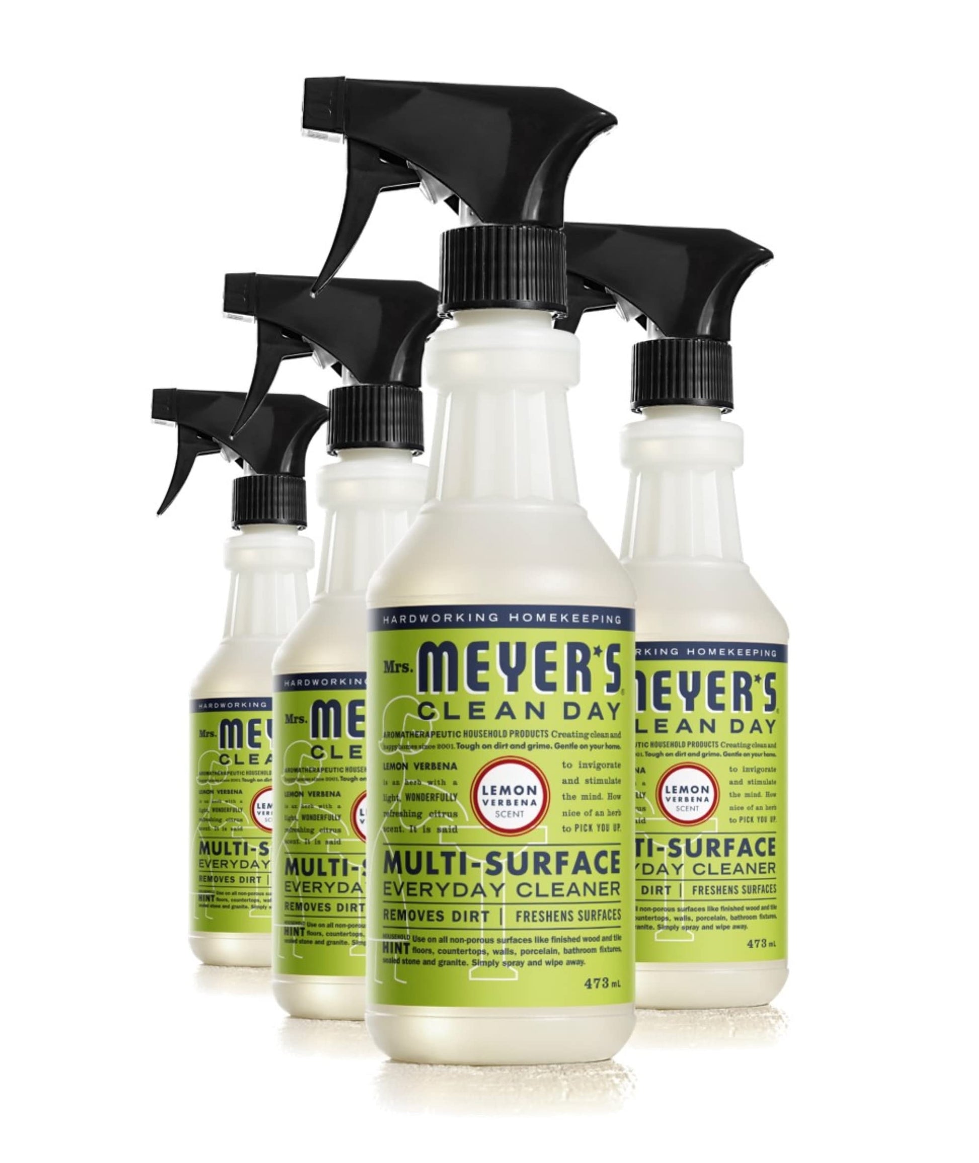 Mrs. Meyer's Clean Day Multi-Surface Cleaner Spray, All-Purpose Cleaner Solution for Home & Kitchen, Lemon Verbena Scent, 473 ml Spray Bottles, 4 Pack MRS. MEYER'S