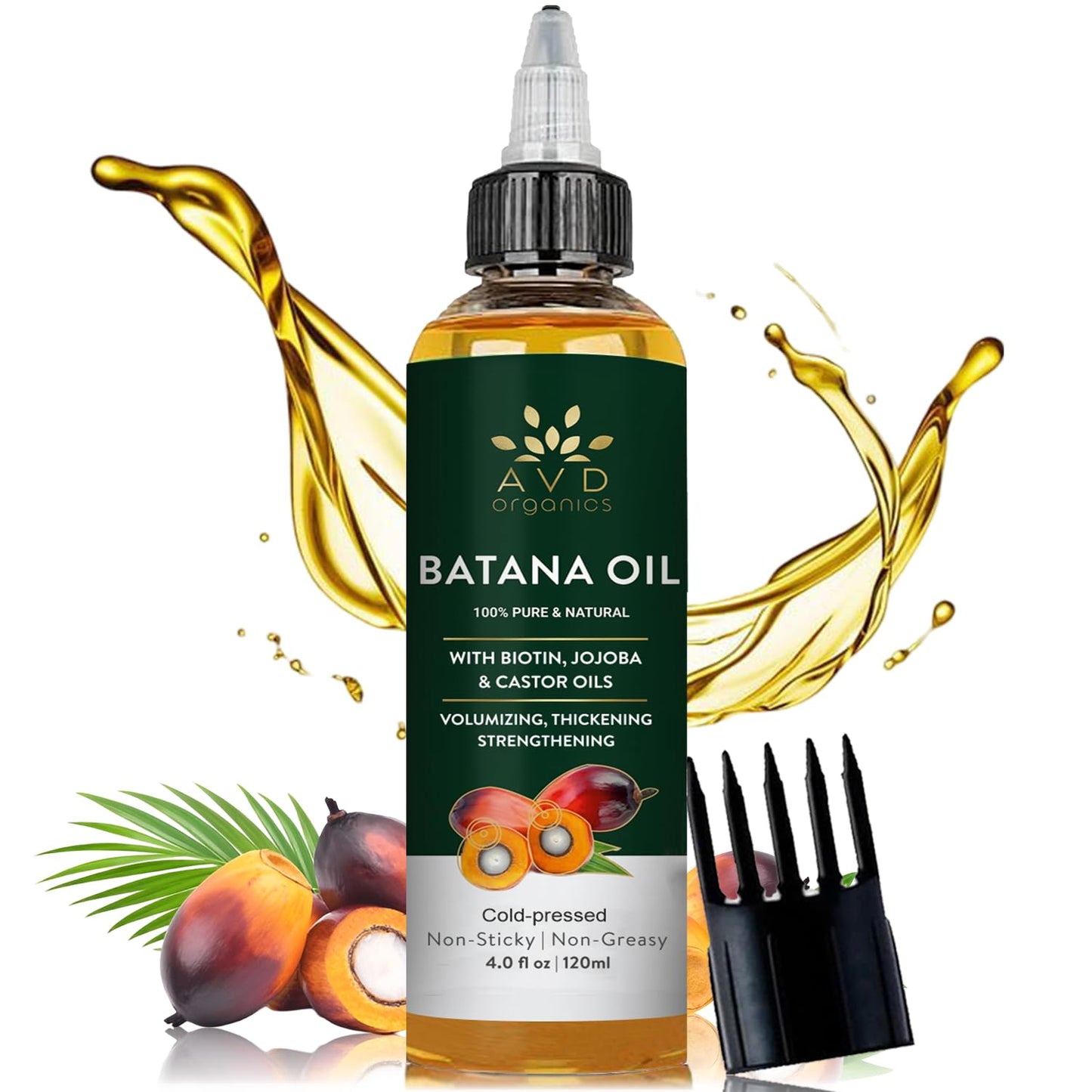 AVD Organics Raw Batana Oil for Hair | 100% Pure batana oil for Hair Growth - Promotes Thicker, Stronger Hair | Ideal for Men & Women | 120ML