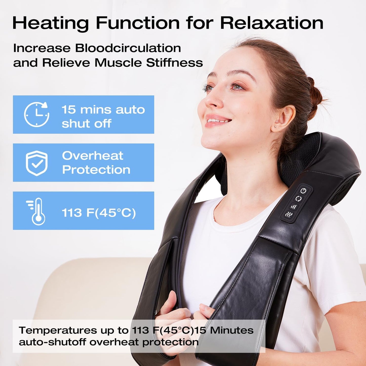 AERLANG Shiatsu Neck and Shoulder Massager, Back Massager with Heat Deeper Tissue Kneading Massage for Shoulder, Neck and Back Massage Electric Massagers-mothers Day Gift Ideas (NOT Cordless) - Available at All In One Marketplace Canada