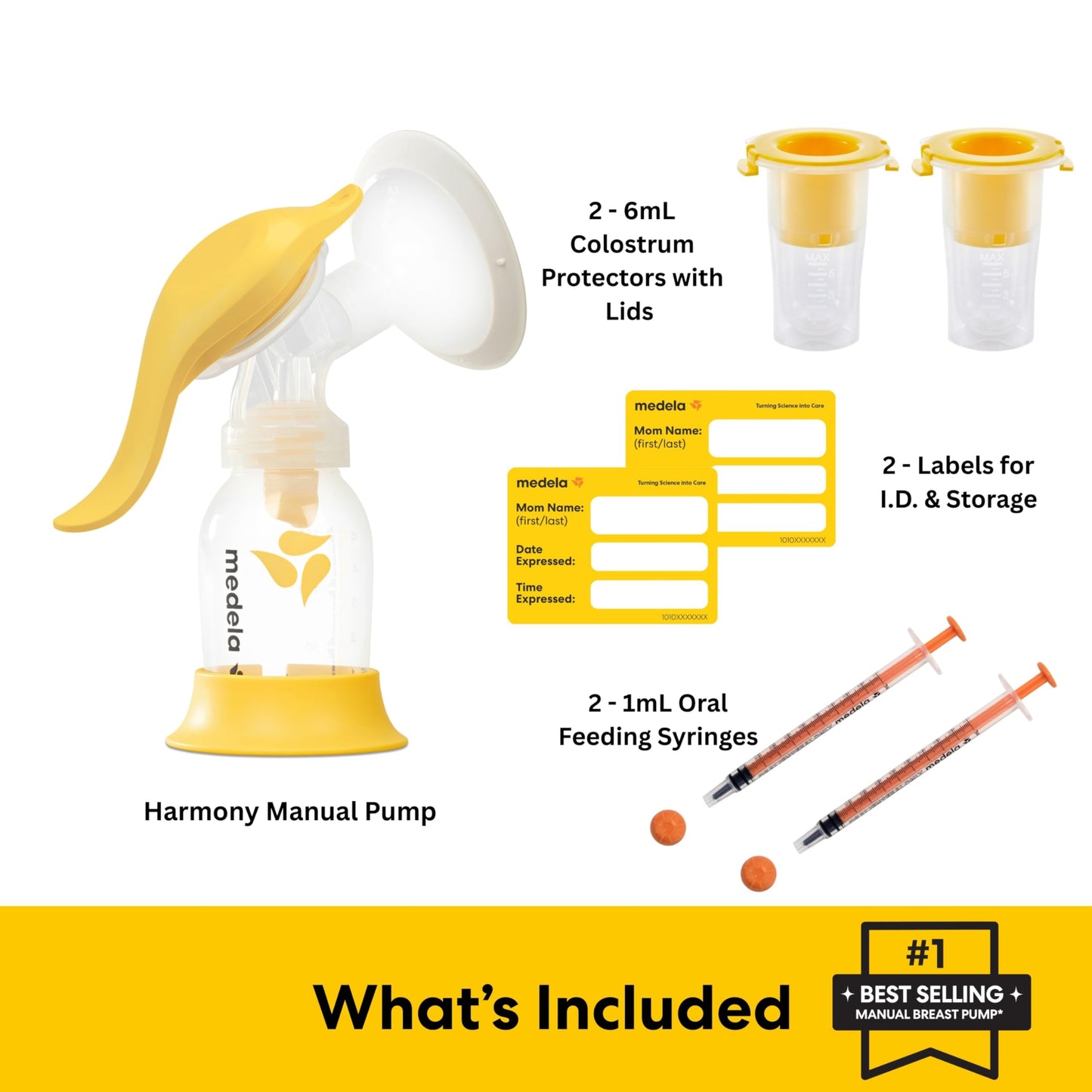 Medela Harmony Manual Breast Pump with Colostrum Collection and Feeding Kit, 4-in-1 Solution, Collect, Store, Feed, and Pump, Includes Colostrum Collectors and Feeding Syringes