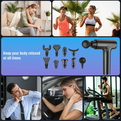 cotsoco Massage Gun Deep Tissue, Muscle Massage Gun with 9 Attachment Heads 20 Speeds & Silent Brushless Motor Cordless, Handheld Percussion Back Massager Gun for Athletes, Mothers Day Gifts for Mom Dad Women Men (Black) - Available at All In One Marketplace Canada