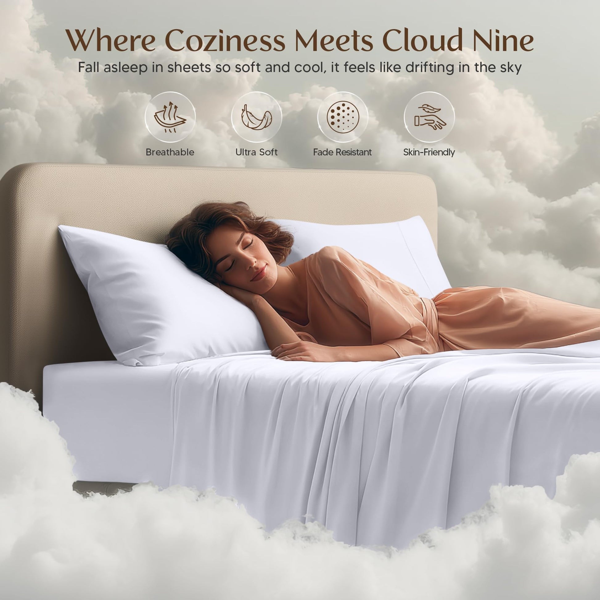 Utopia Bedding Queen Bed Sheets - 4 Piece Queen Size Cooling Sheet Set - Hotel Luxury Soft Breathable Microfiber, Oeko-TEX, Deep Pocket Easy Fit & Care, Fade & Wrinkle Resistant, White