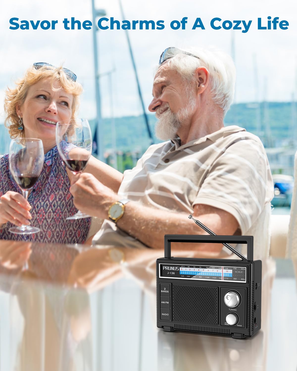 PRUNUS Portable Radio AM FM, Transistor Radio Battery Operated and Plug in Wall,Loud Speaker Support AUX in and Micphone in, Small Radios Portable AM FM J-136 - Available at All In One Marketplace Canada