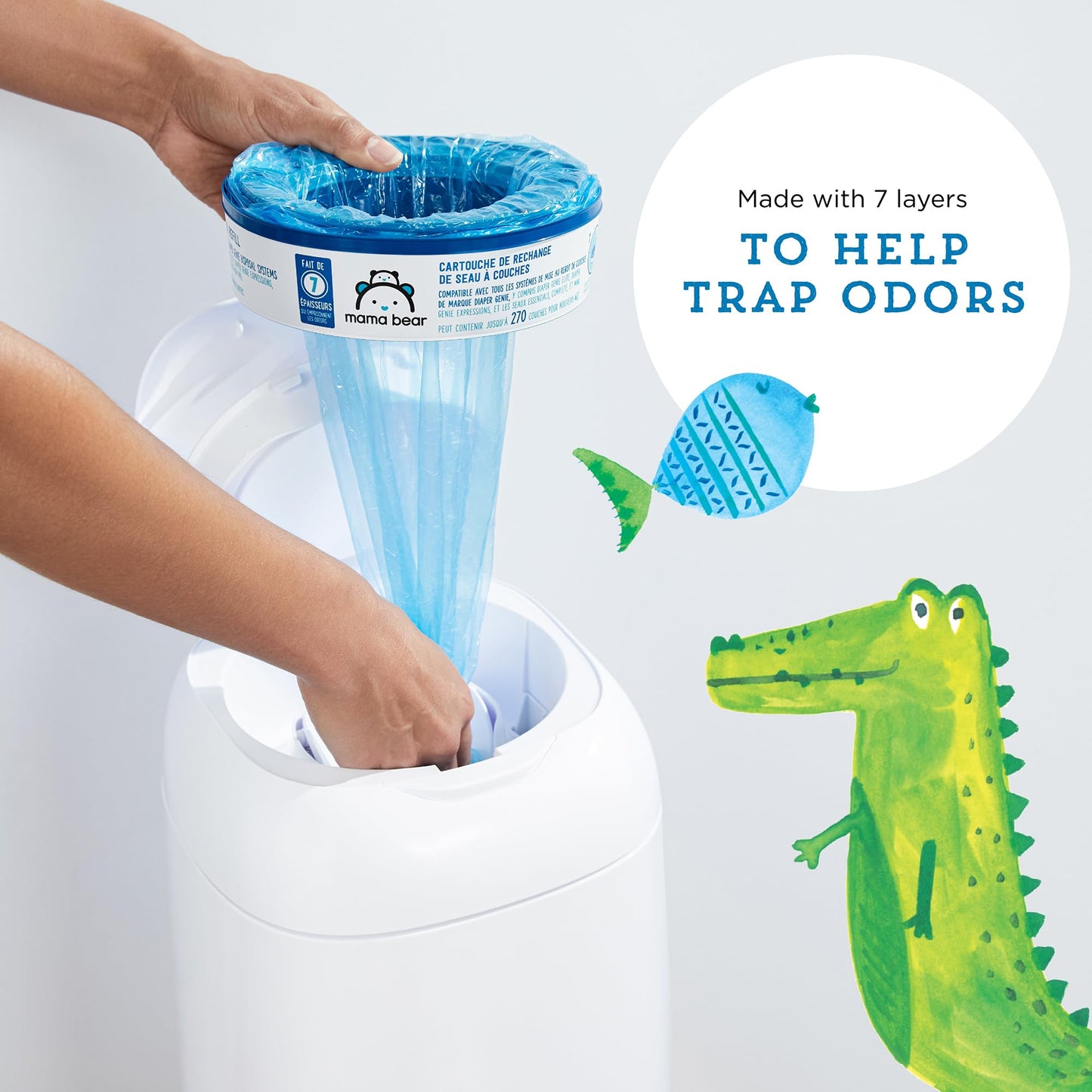 Mama Bear Diaper Pail Refills for Diaper Genie Pails, 270 Count (Pack of 4)