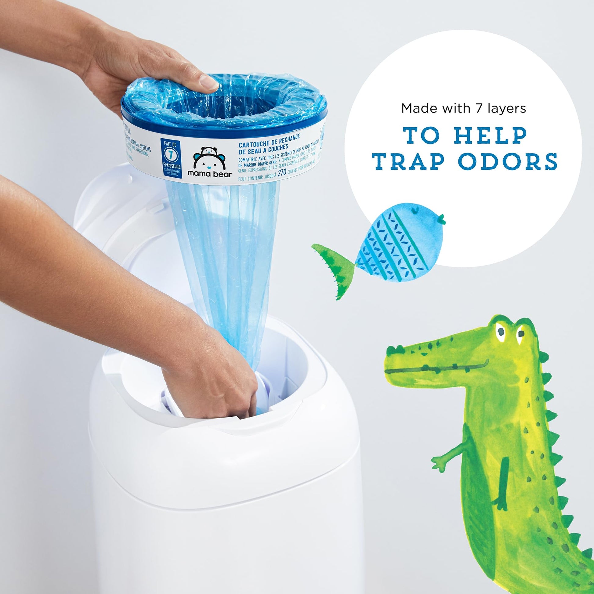 Mama Bear Diaper Pail Refills for Diaper Genie Pails, 270 Count (Pack of 4)