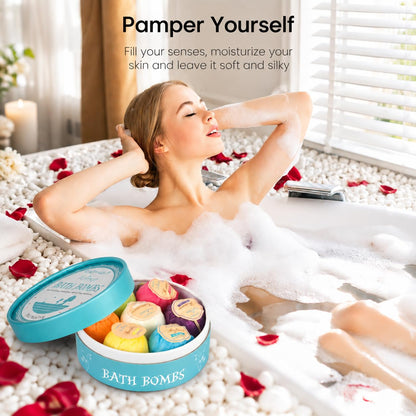 Aofmee Bath Bombs, 7 Pcs Fizzies Spa Kit Perfect for Moisturizing Skin, Birthday Valentines Mothers Day Anniversary Christmas Best Gifts Idea for Women, Mom, Her, Kids 🍁 All In One Marketplace Canada