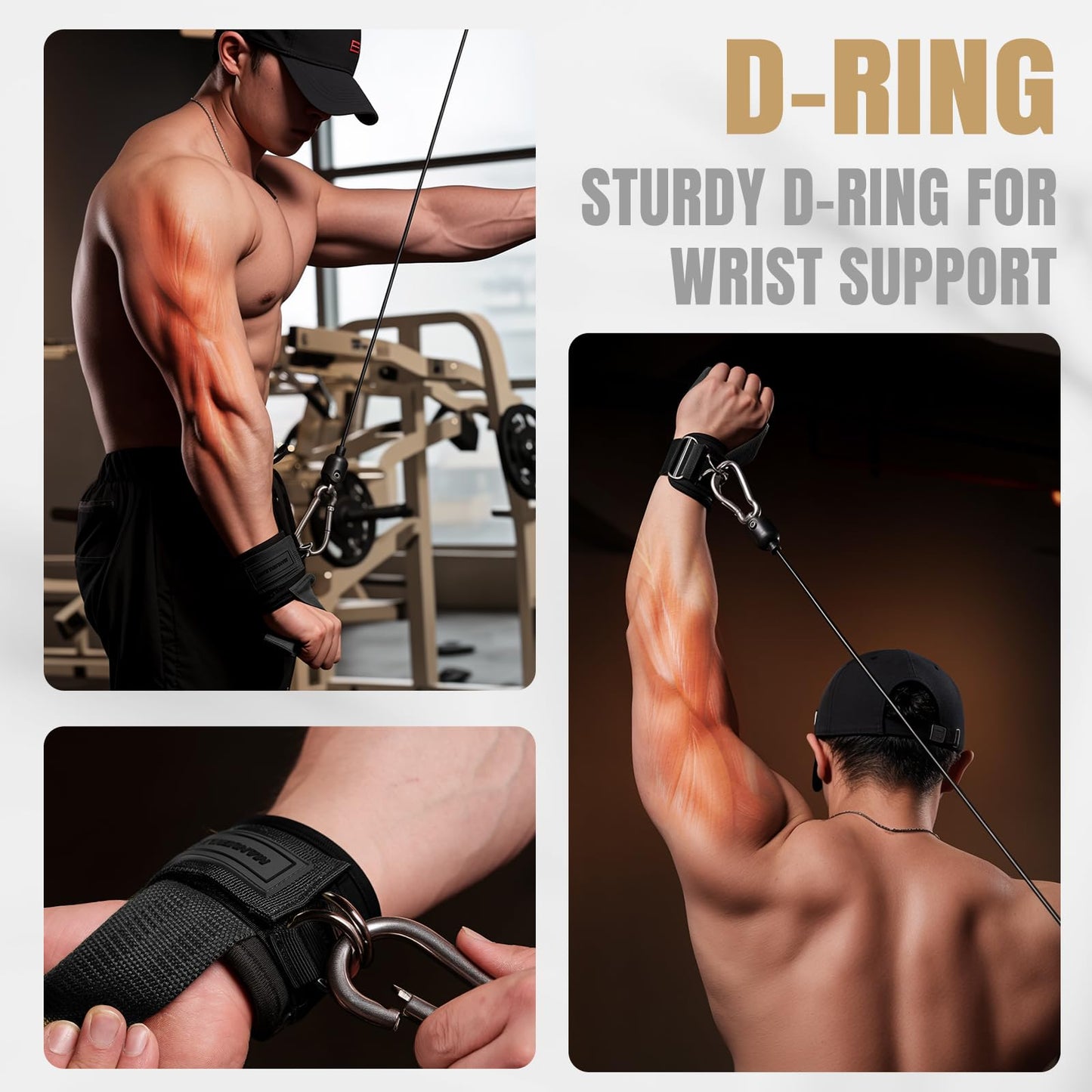 MANUEKLEAR Non-Slip Wrist Straps for Weightlifting Deadlifting, Gym Lifting Straps with D Rings for Cable Machine Workout, 10mm Neoprene Padded Weight lifting Wrist Wraps for Men Women (Black, M (6.3-7.5inch)) - Available at All In One Marketplace Canada