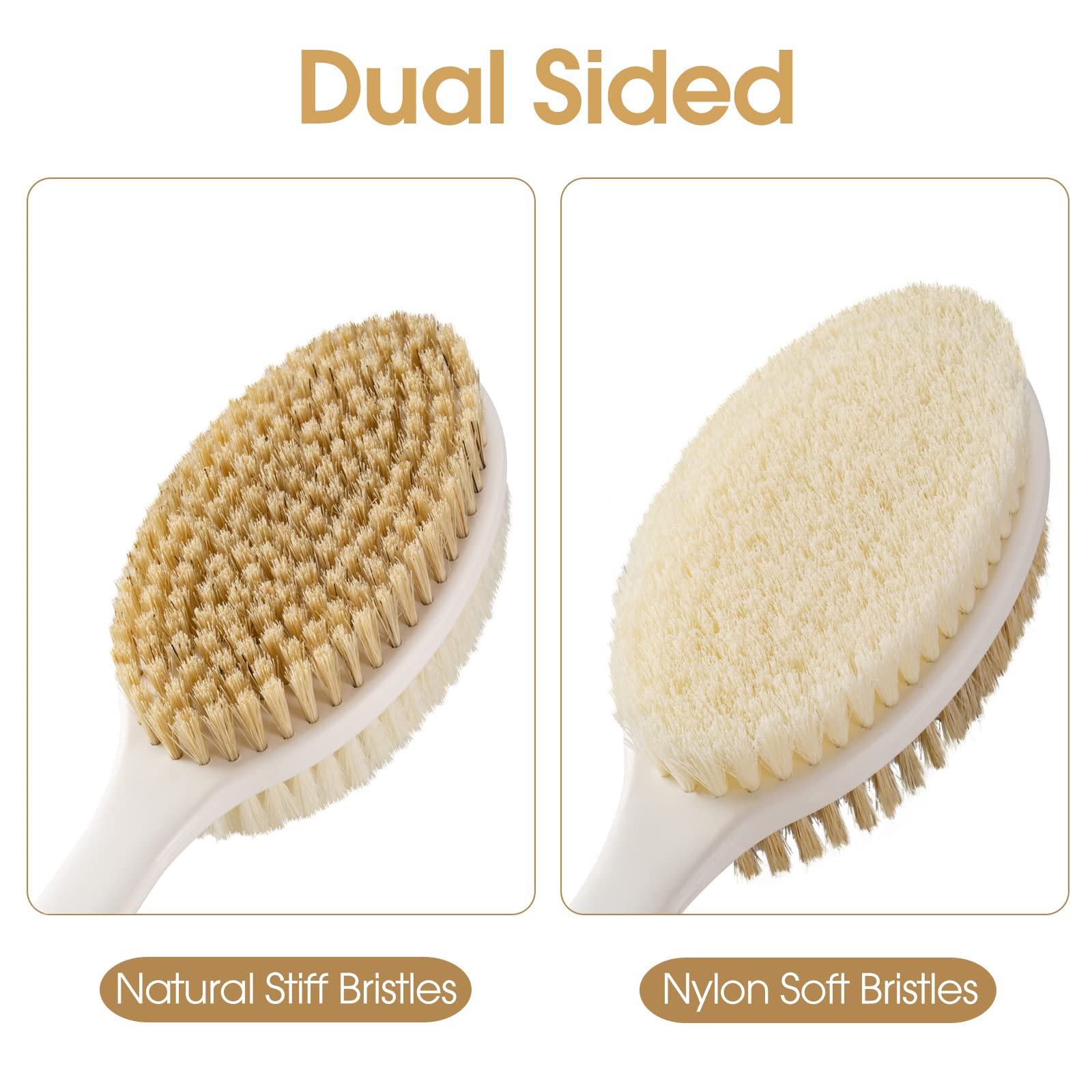 Backski Back Scrubber Anti Slip for Shower,Shower Brush Long Handle with Stiff and Soft Bristles,Body Exfoliator for Bath or Dry Brush(Blue) - Available at All In One Marketplace Canada