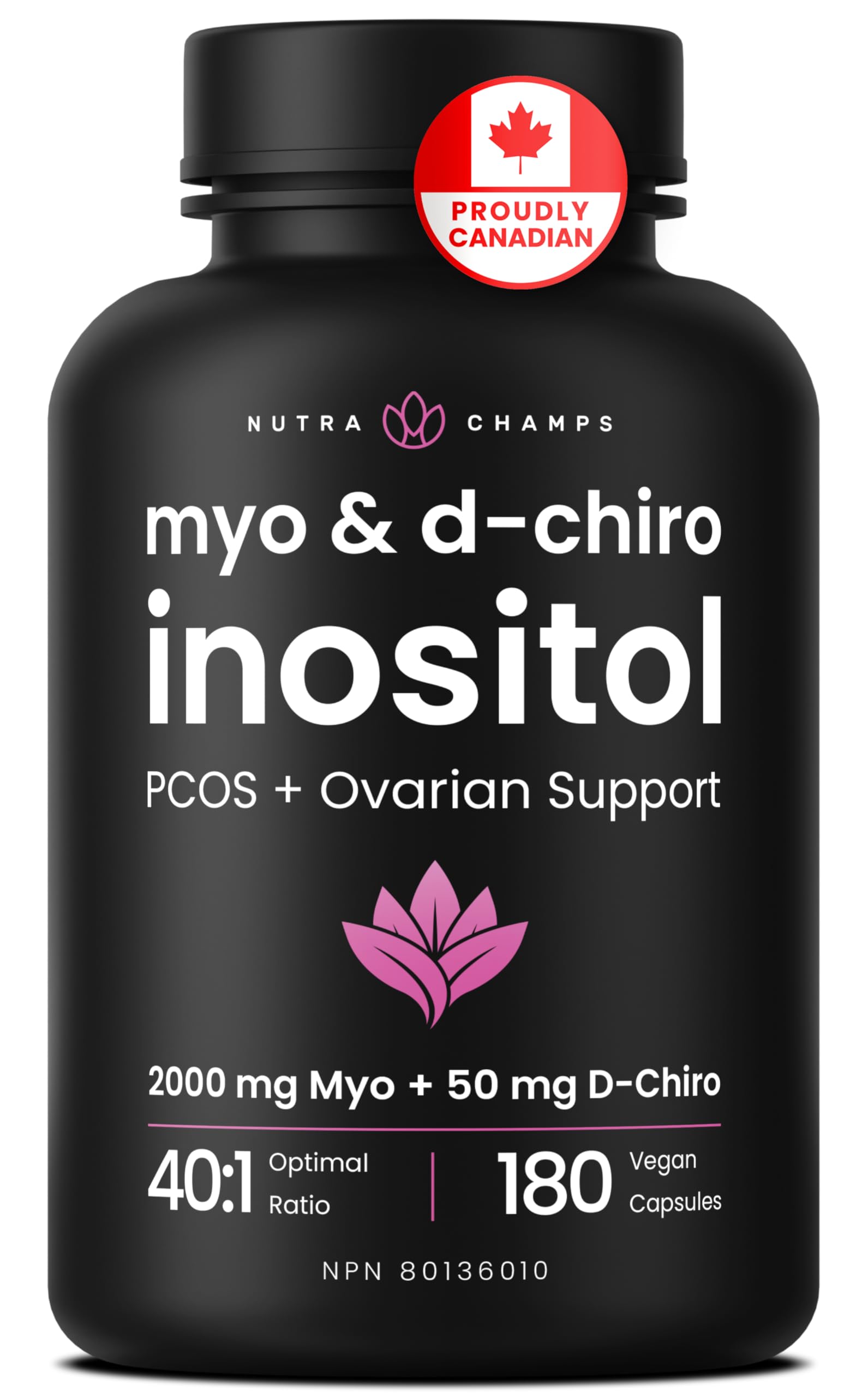 Inositol Supplement for Women | 180 Count | Myo & D-Chiro Inositol 2000 mg + 50 mg, Ideal 40:1 Ratio | Hormone Balance Support | PCOS & PMOS Supplement for Women | Menstrual Cycle & Ovarian Health Support - Available at All In One Marketplace Canada