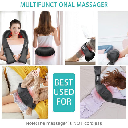 AERLANG Shiatsu Neck and Shoulder Massager, Back Massager with Heat Deeper Tissue Kneading Massage for Shoulder, Neck and Back Massage Electric Massagers-mothers Day Gift Ideas (NOT Cordless) - Available at All In One Marketplace Canada