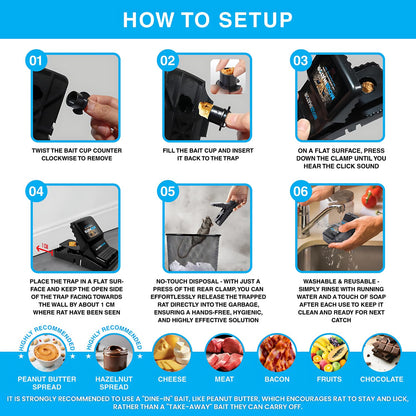 MOUSINATOR Rat Trap | 6-Pack | Large Rat Snap Traps for Indoor and Outdoor Use | Easy to Set | Safe and Reusable Design | Easy to Clean | Effective Powerful Large Mouse Trap that Works Instantly - Available at All In One Marketplace Canada