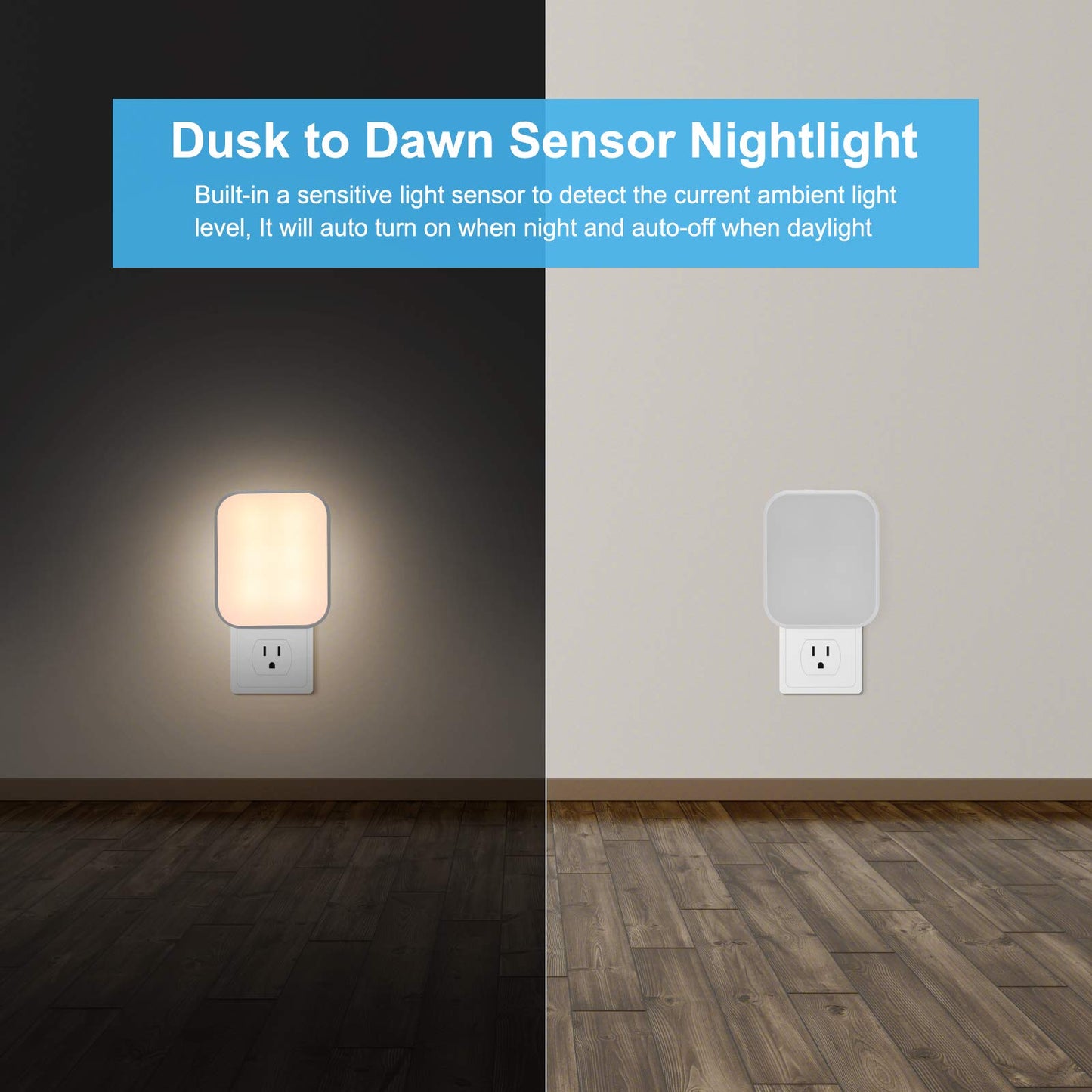 Lomotech Plug-in LED Night Light, 4 Pack Adjustment Lighting White Night Lights, Dusk to Dawn Sensor Nightlight, ETL Certified Night Lamp for Bedroom,Toilet,Stairway,Hallways (Soft White & Cool White)