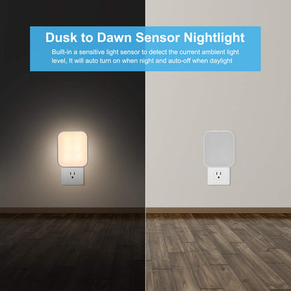Lomotech Plug-in LED Night Light, 4 Pack Adjustment Lighting White Night Lights, Dusk to Dawn Sensor Nightlight, ETL Certified Night Lamp for Bedroom,Toilet,Stairway,Hallways (Soft White & Cool White)