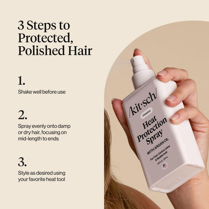 Kitsch Heat Protection Spray for Hair – Heat Protectant for Hair with Argan Oil – Styling Hair Spray for Frizz Control, Shine & Damage Protection – Protects Strands | Ideal Gifts for Women – 201ml - Available at All In One Marketplace Canada